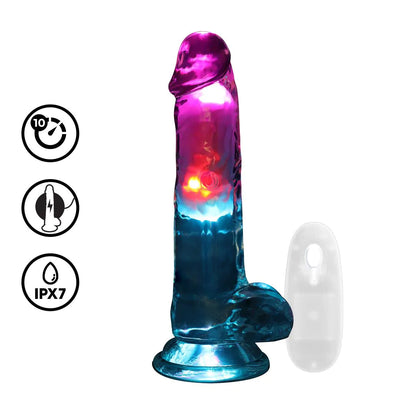 LED Vibrating Straight Dildo Cock with Balls Transparent