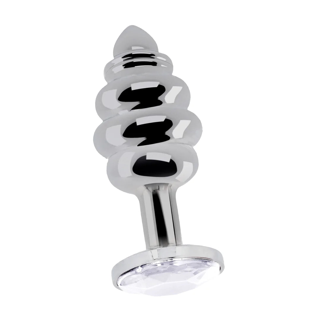Ribbed Diamond Plug Small Silver/Diamond