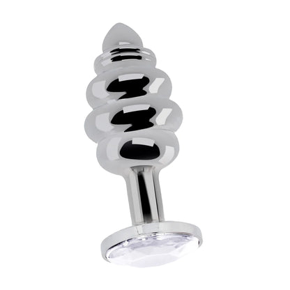 Ribbed Diamond Plug Small Silver/Diamond