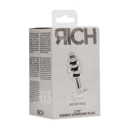 Ribbed Diamond Plug Small Silver/Diamond