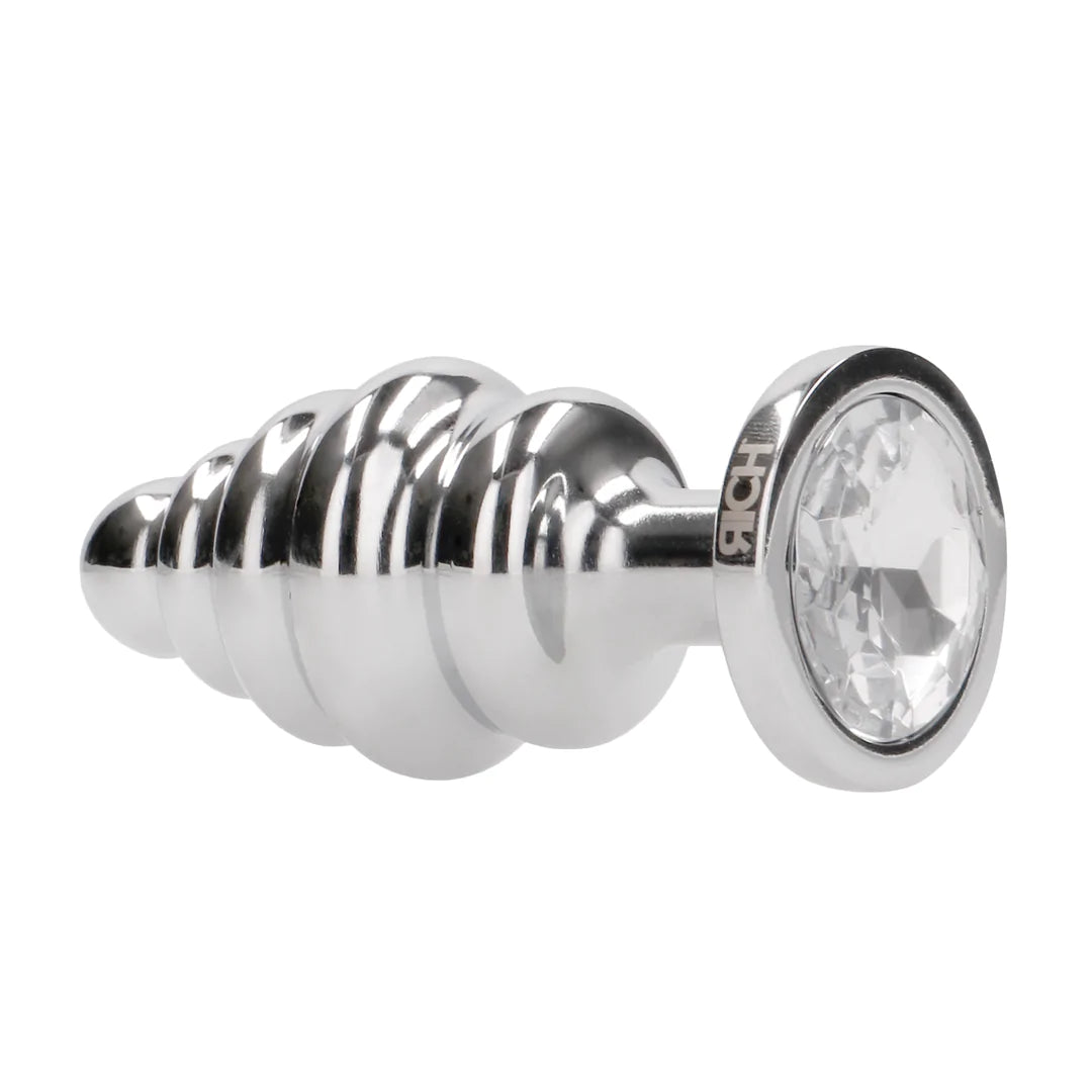 Ribbed Diamond Plug Small Silver/Diamond