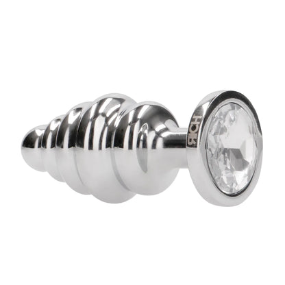 Ribbed Diamond Plug Small Silver/Diamond