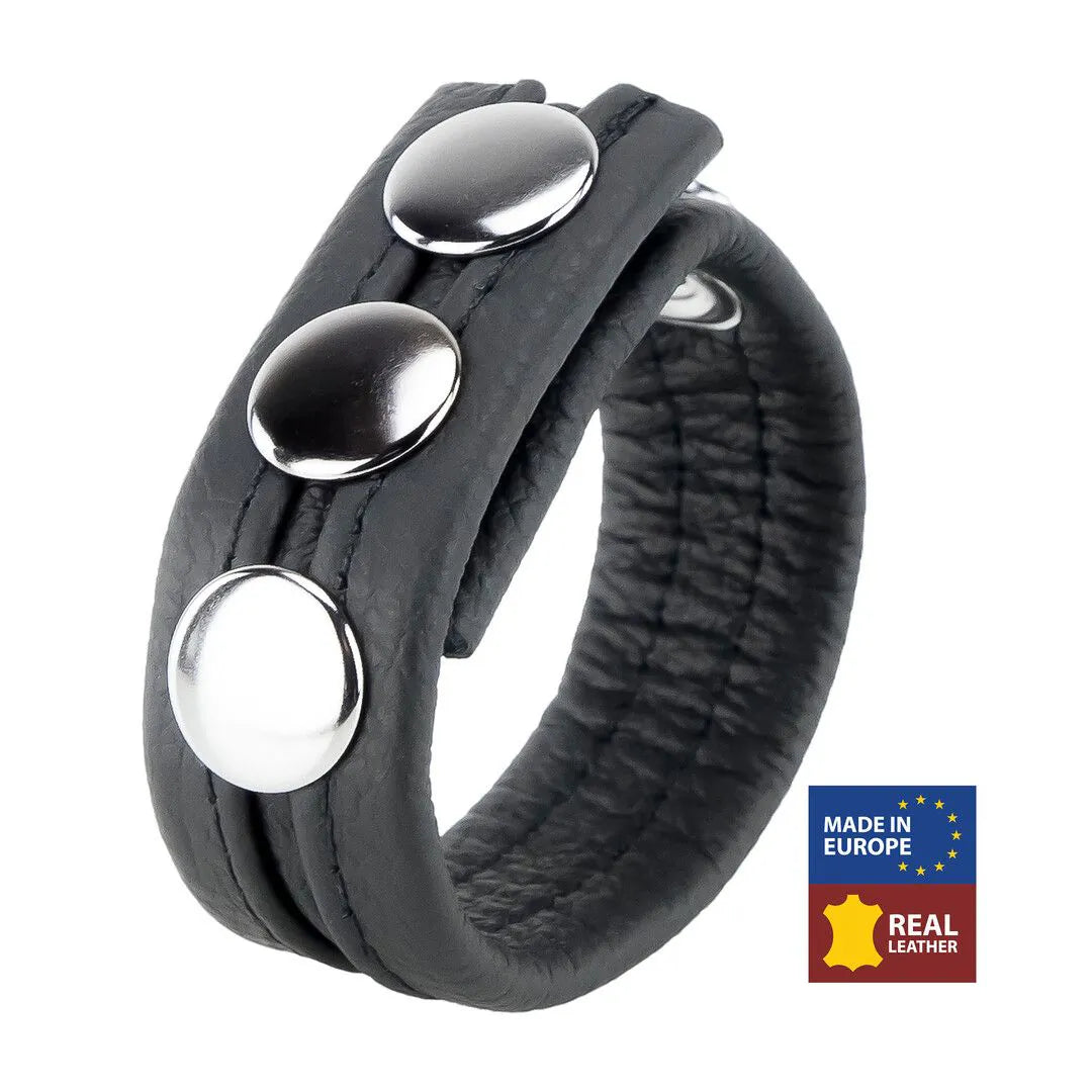 Adjustable Leather Cockring Black