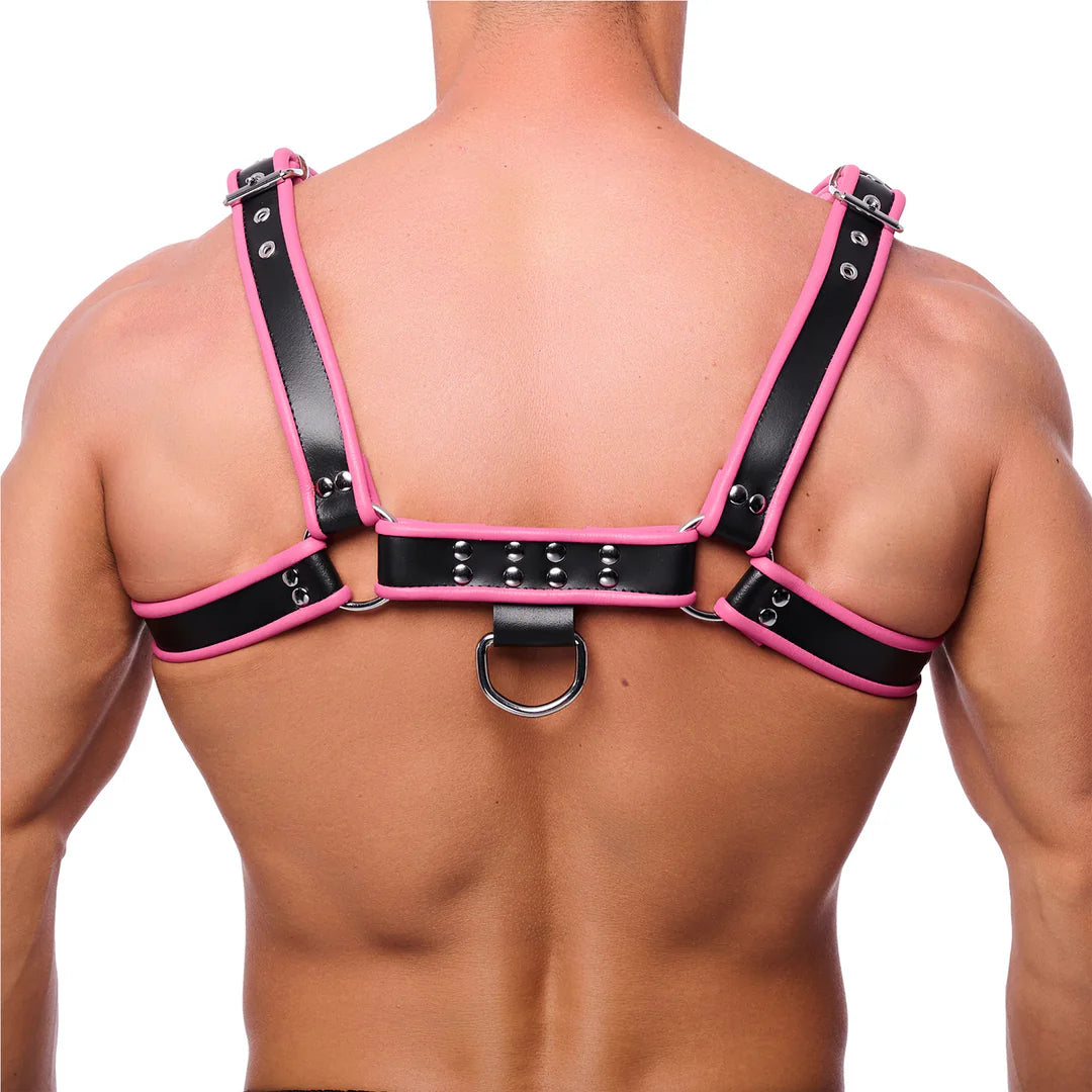 Premium Leather Harness Black/Pink