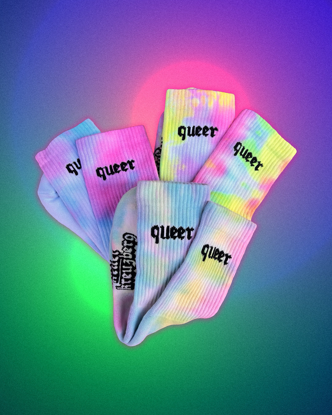 "queer" Rainbow Tie-Dye Socks