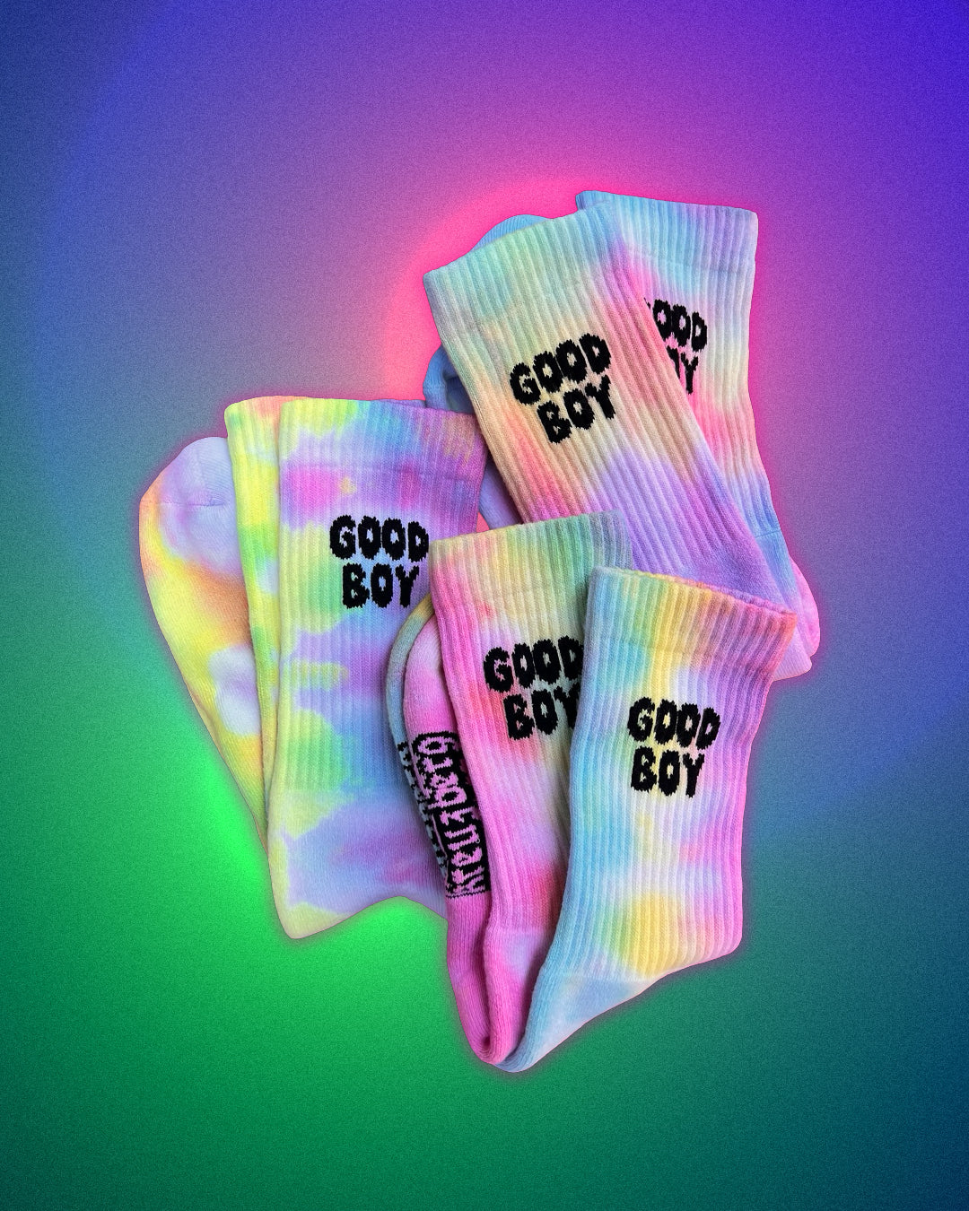 "Good Boy" Rainbow Tie-Dye Socks