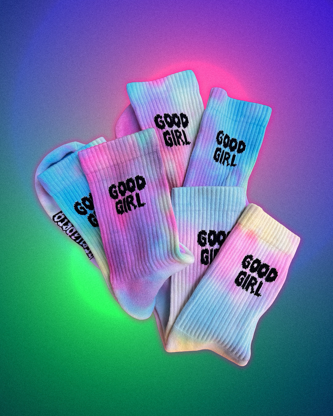 "Good Girl" Rainbow Tie-Dye Socks