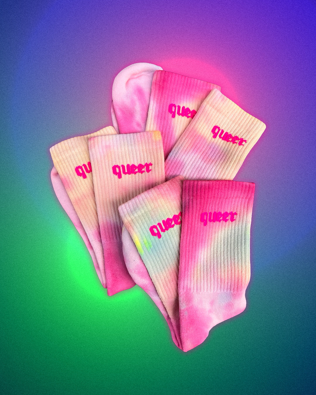 "queer" Pink Rainbow Tie-Dye Socks