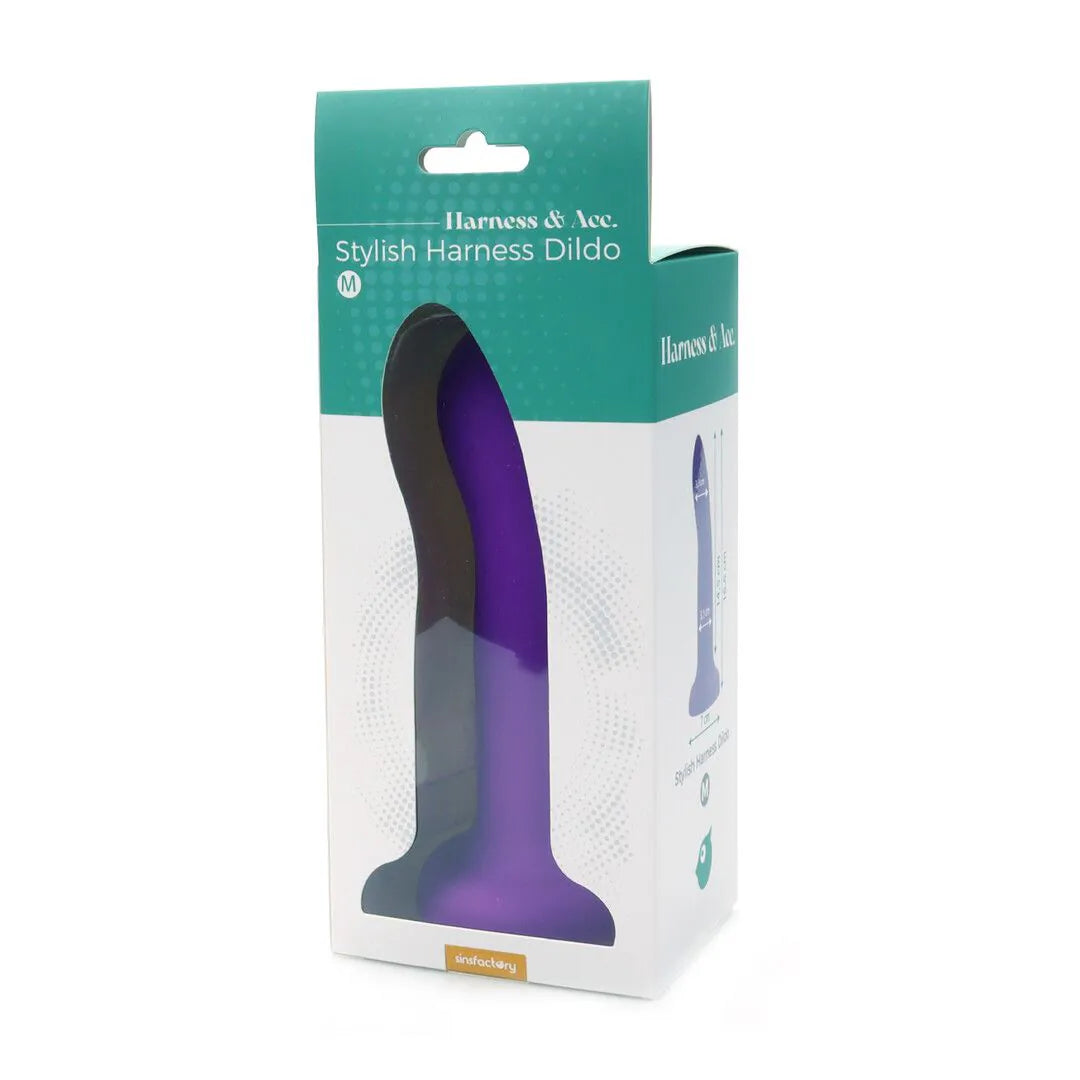 Stylish Harness Dildo Purple M/17 cm