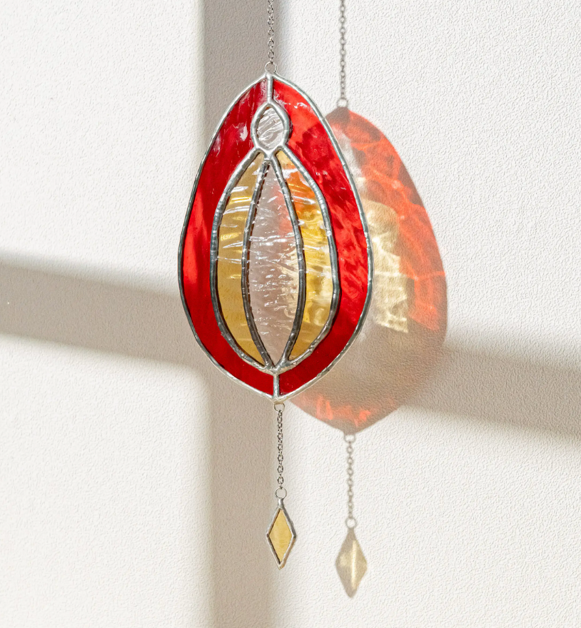 Stained Glass Vulva - Red / Yellow