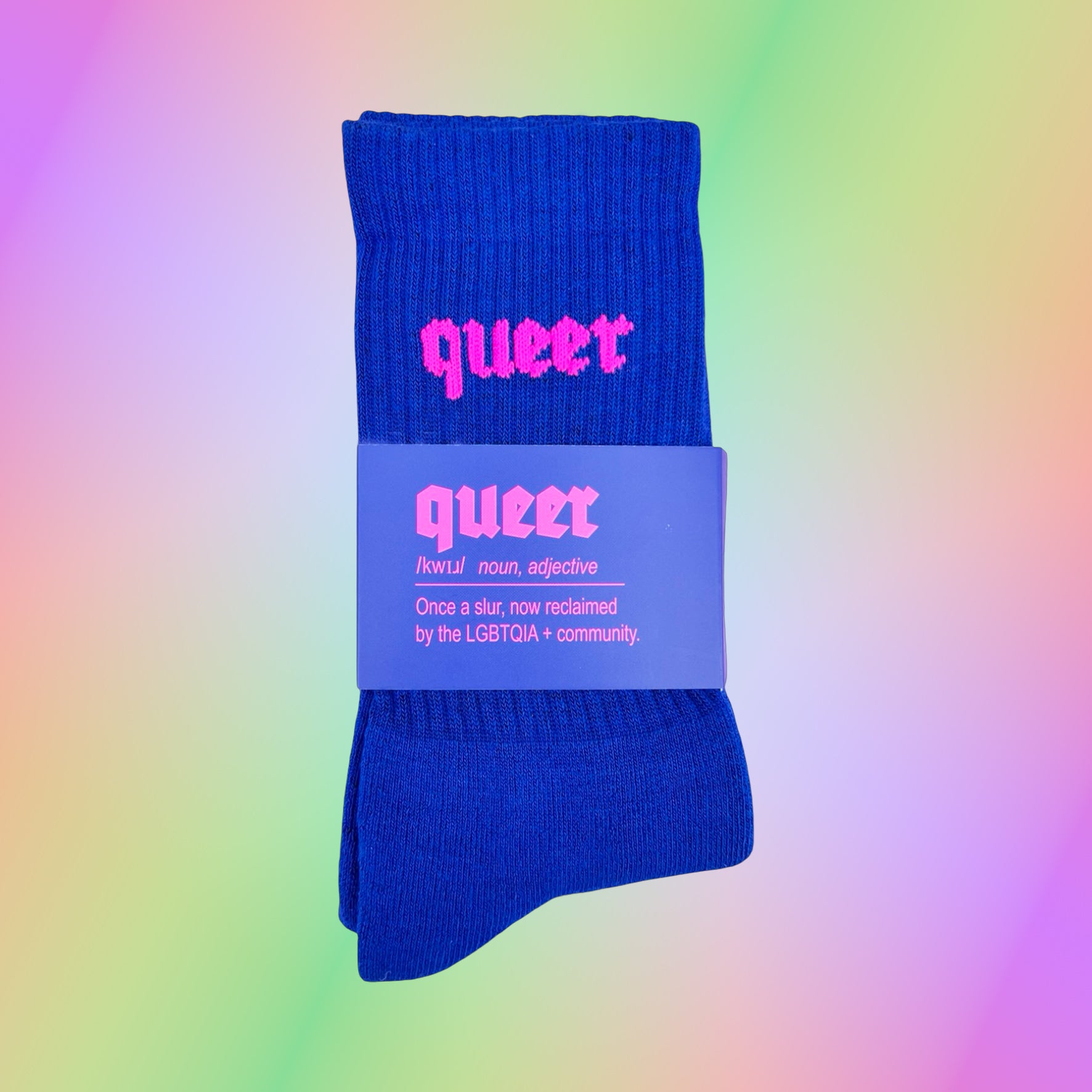 QUEER Socks - Royal Cobalt / Neon Fuchsia