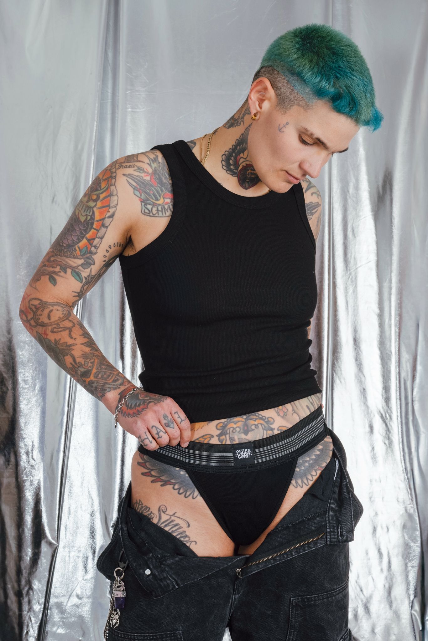 PEACH CORE - Flat Front Jockstrap - Black