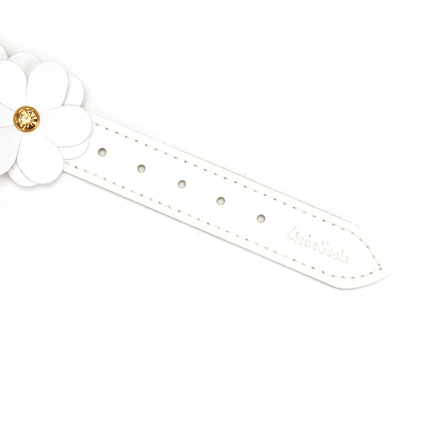 White Leather Flowers Hand Cuffs