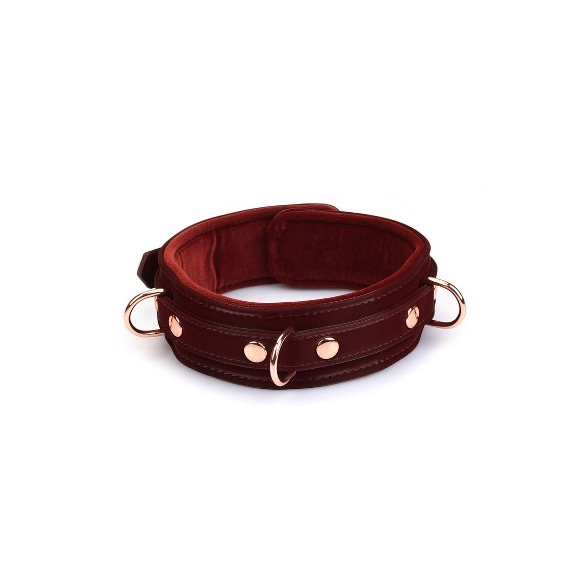 Metallic Shade Burgundy Vegan Collar with Leash