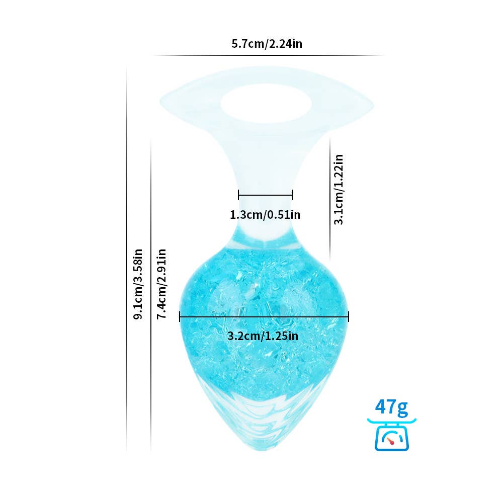 Heart-shaped Crystal Anal Plug - Blue: M: 3.9cm