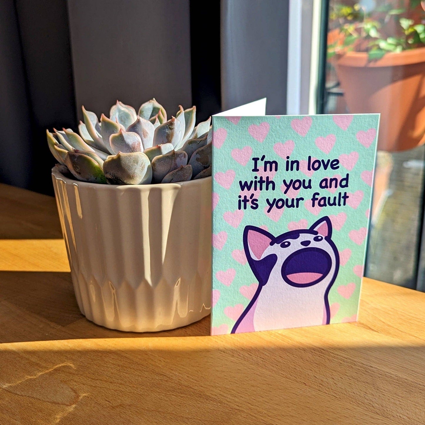 I'm in love with you and it's your fault | Cat Meme Love Card: A6
