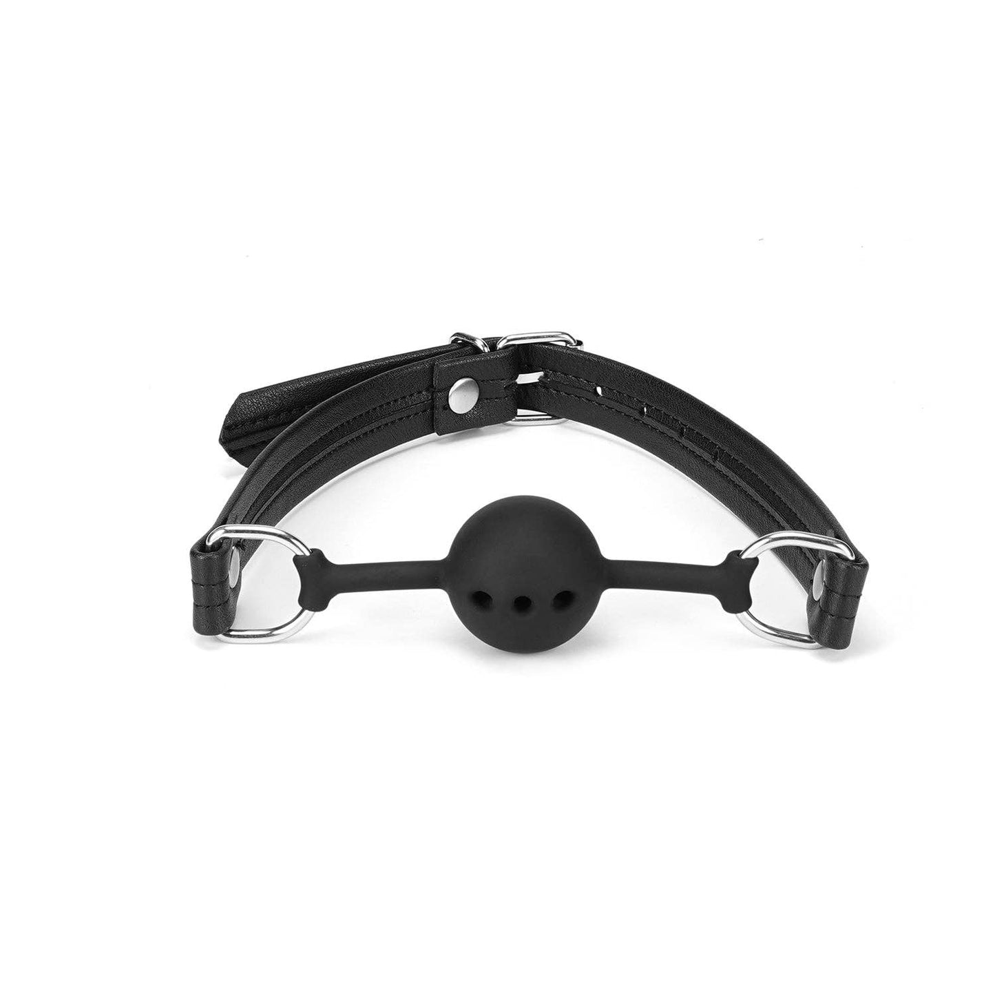 Black Bond Silicone Ball Gag with Black Bond Buckle Straps