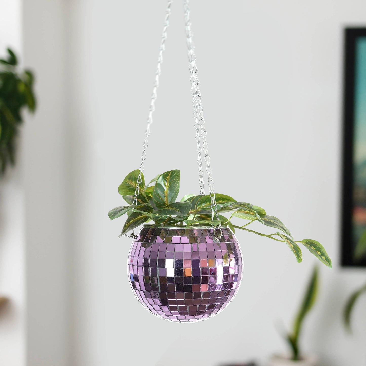 Disco Ball Hanging Planter 6in Lilac