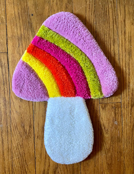 Rainbow Mushroom Wall Rug: Pink