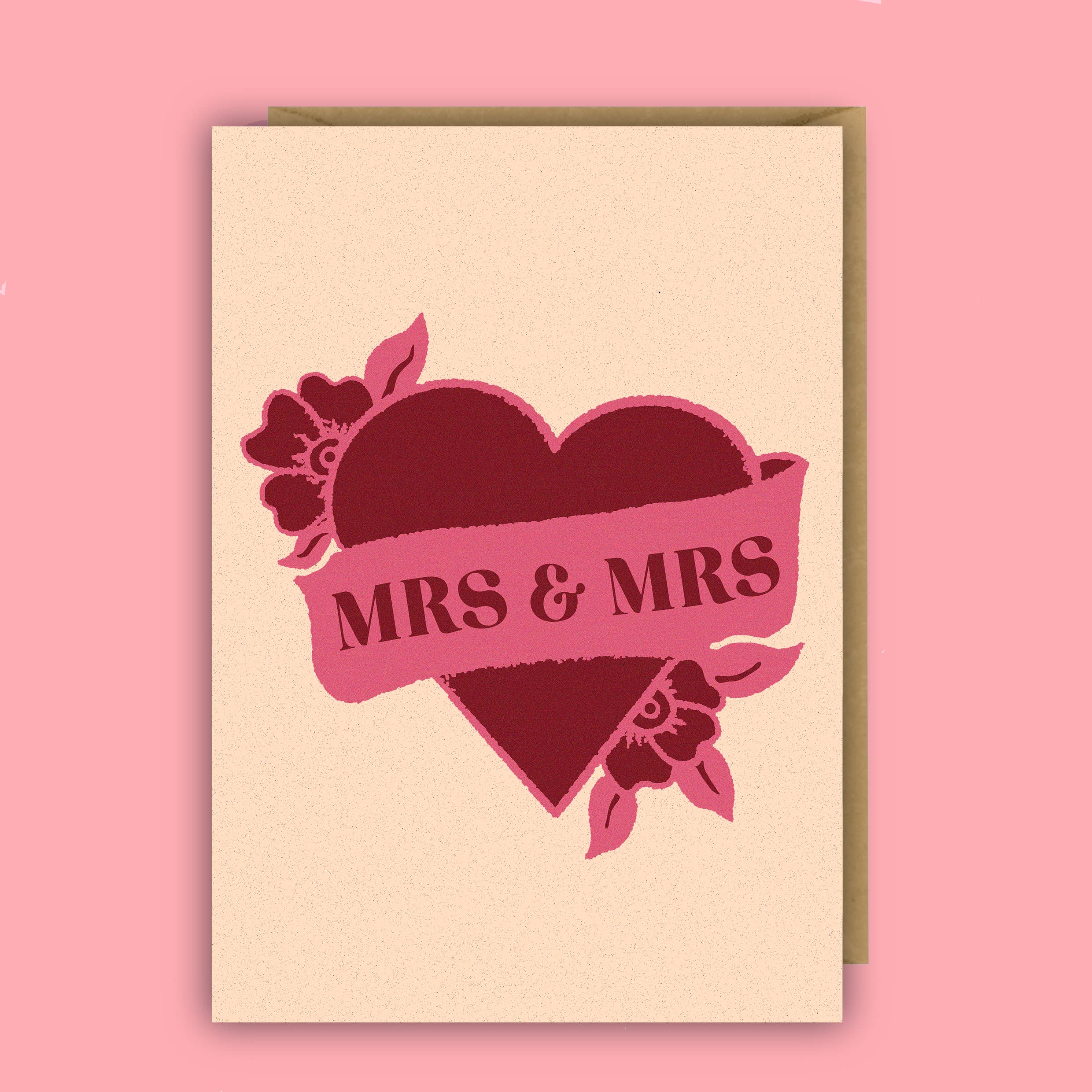Lesbian wedding card Mrs and Mrs, tattoo card, emo wedding
