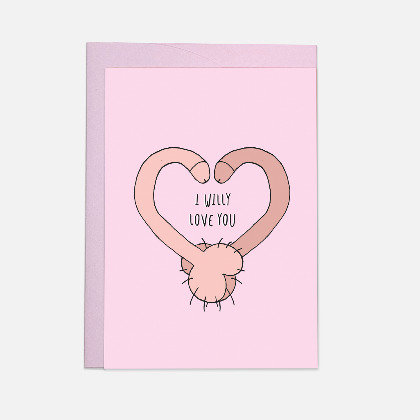 Willy love you Valentines day greeting card: Double folded