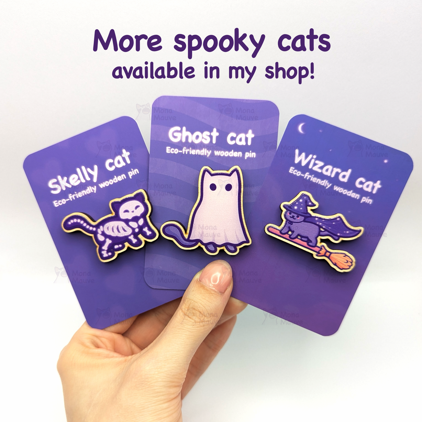 Wizard Cat Pin Badge | Cute Halloween Wooden Pin: No hang tabs needed