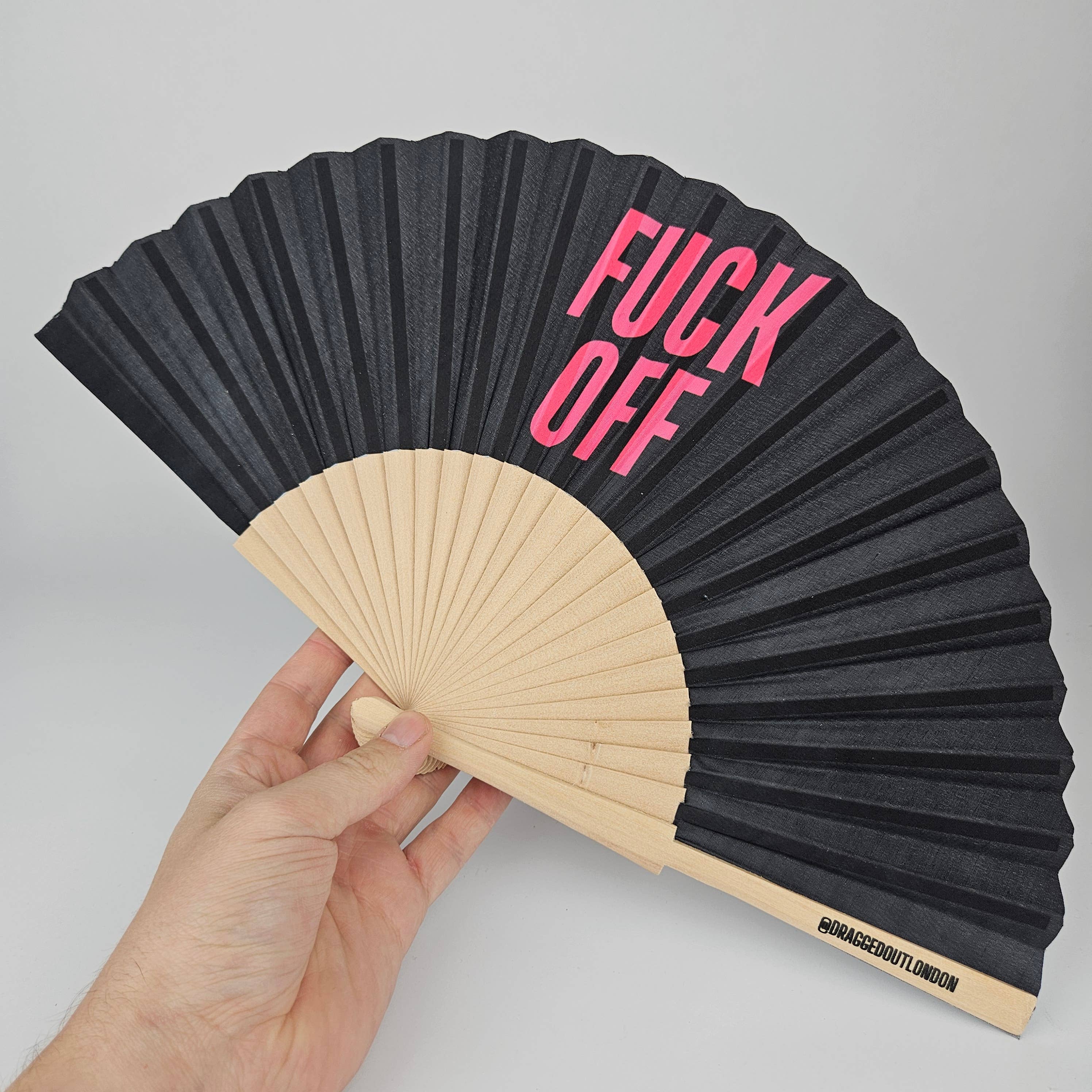 Small Folding Wood Hand Fan – Fuck Off
