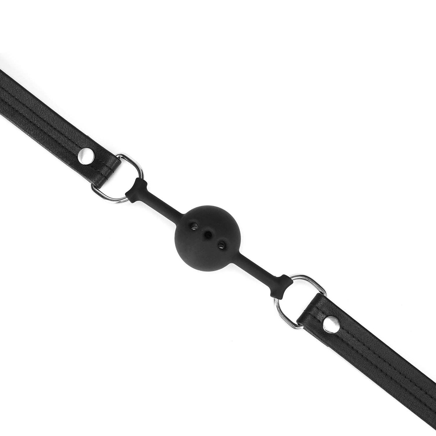 Black Bond Silicone Ball Gag with Black Bond Buckle Straps