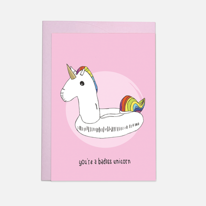 Badass unicorn greeting card: Double