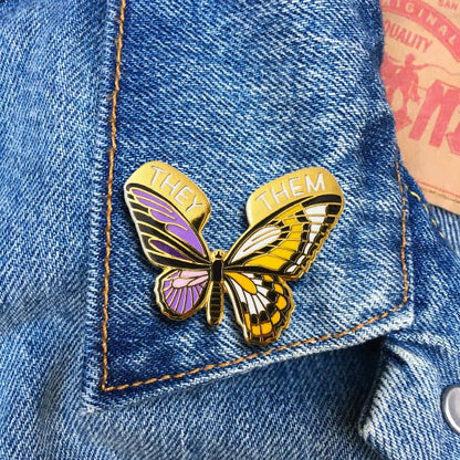 They/Them Trans Non-Binary Butterfly Pin