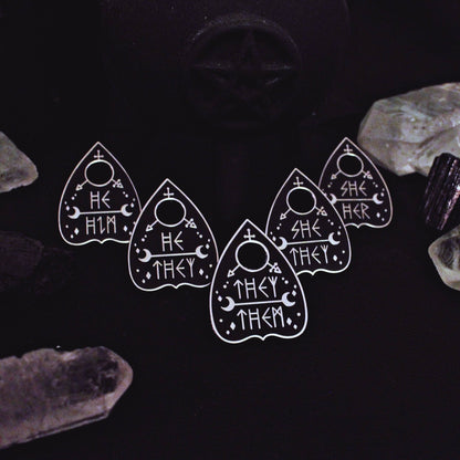 Original Pronoun Planchette Pin: They/them / Silver