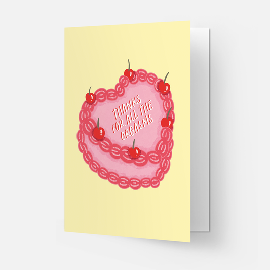 Orgasms cake greeting card: Double