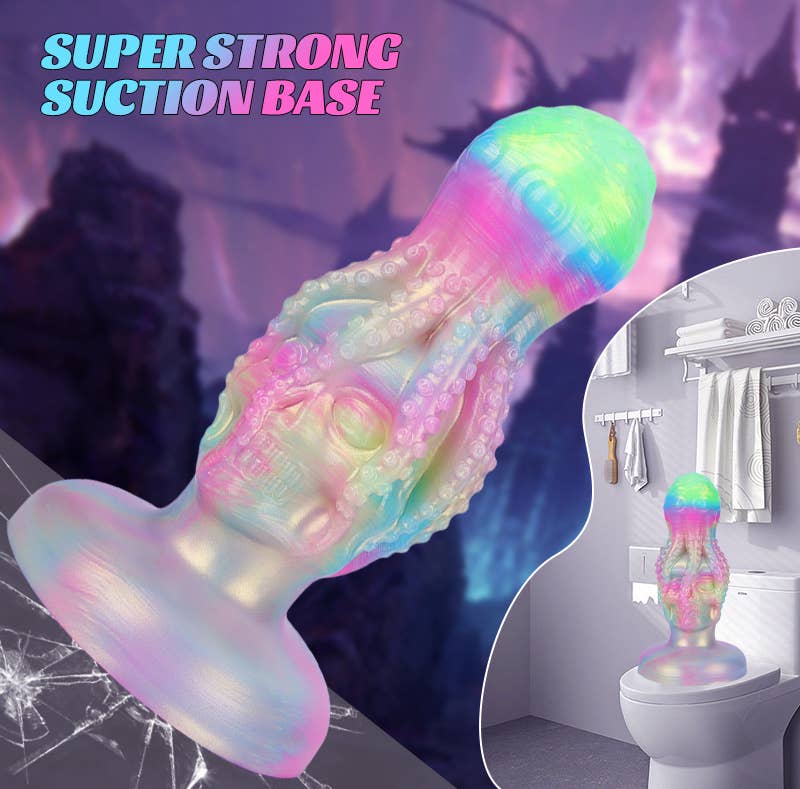 Glow-in-the-Dark Octopus Skull Liquid Silicone Fantasy Dildo