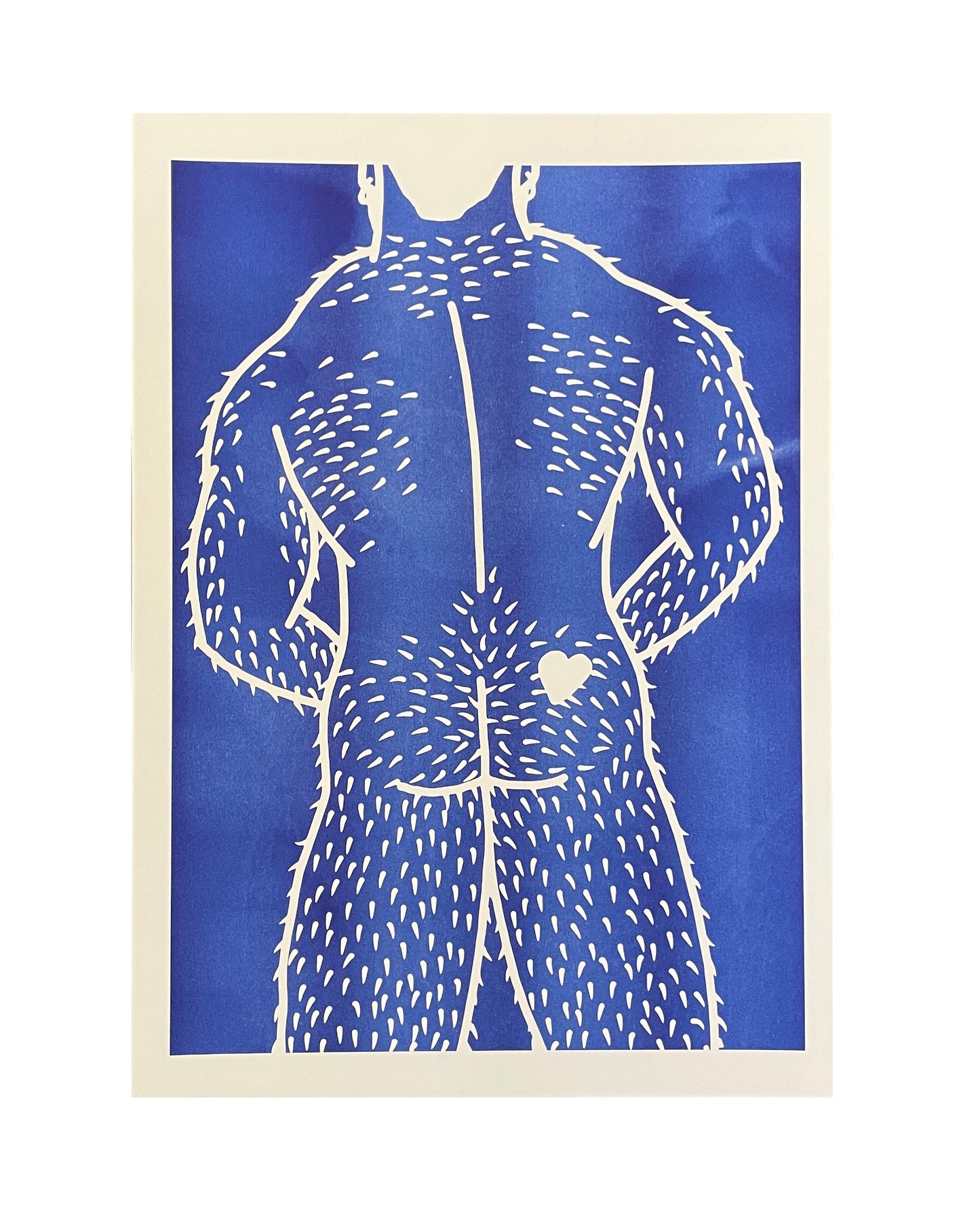 Bababoi Blue A3 Riso Print - Hairy Butt