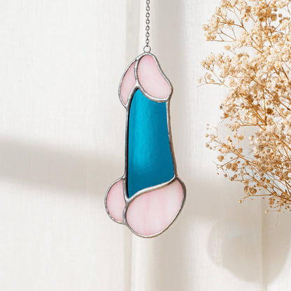 Stained Glass Penis - Blue & Pink