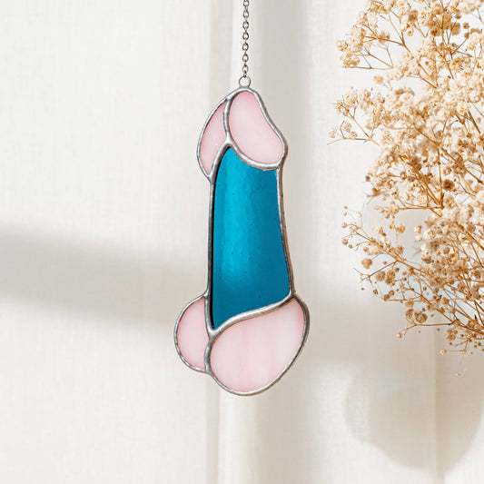 Stained Glass Penis - Blue & Pink