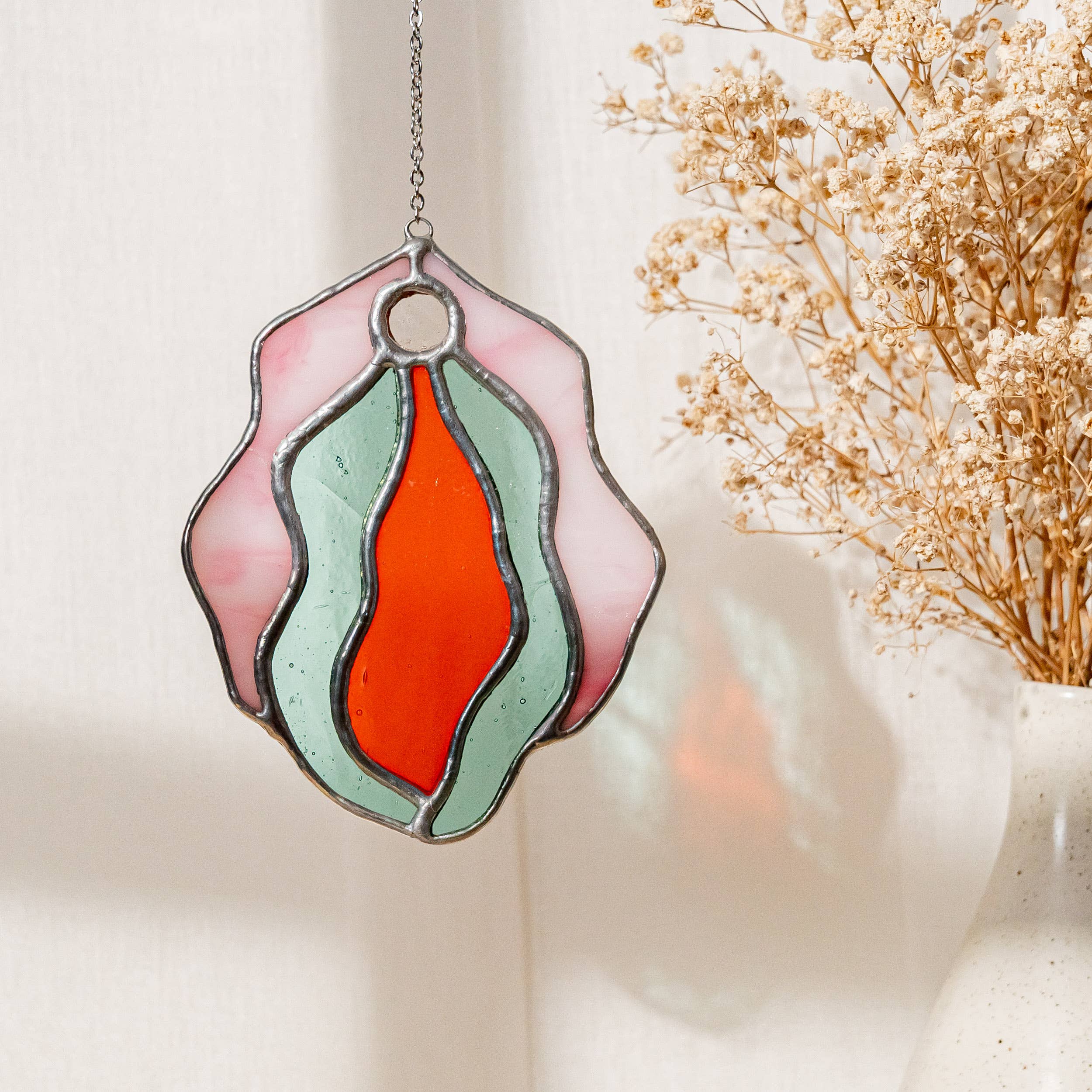 Stained Glass Vulva - Pink / Mint / Orange