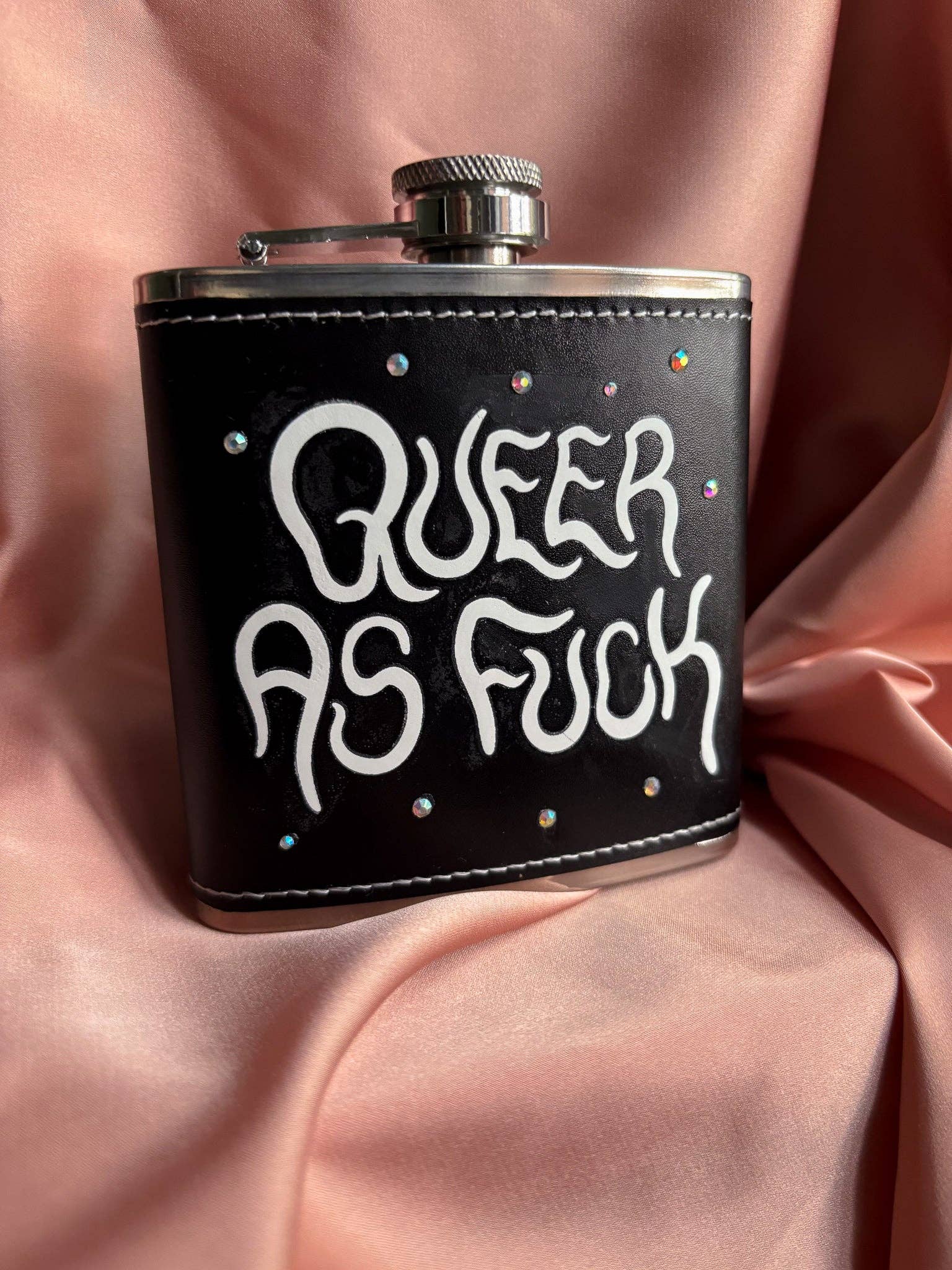 Queer as fuck hipflask: Black