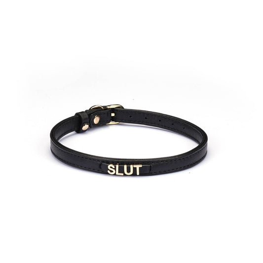 Liebe Seele Premium Leather Choker with Letters SLUT