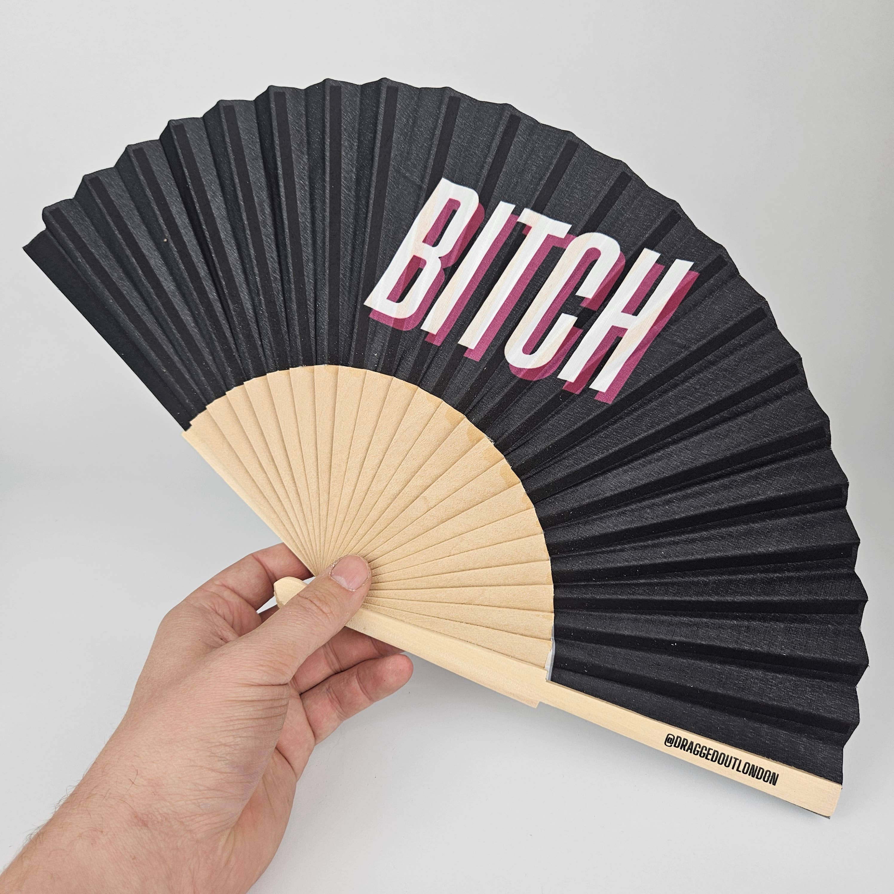 Small Folding Wood Hand Fan – Bitch