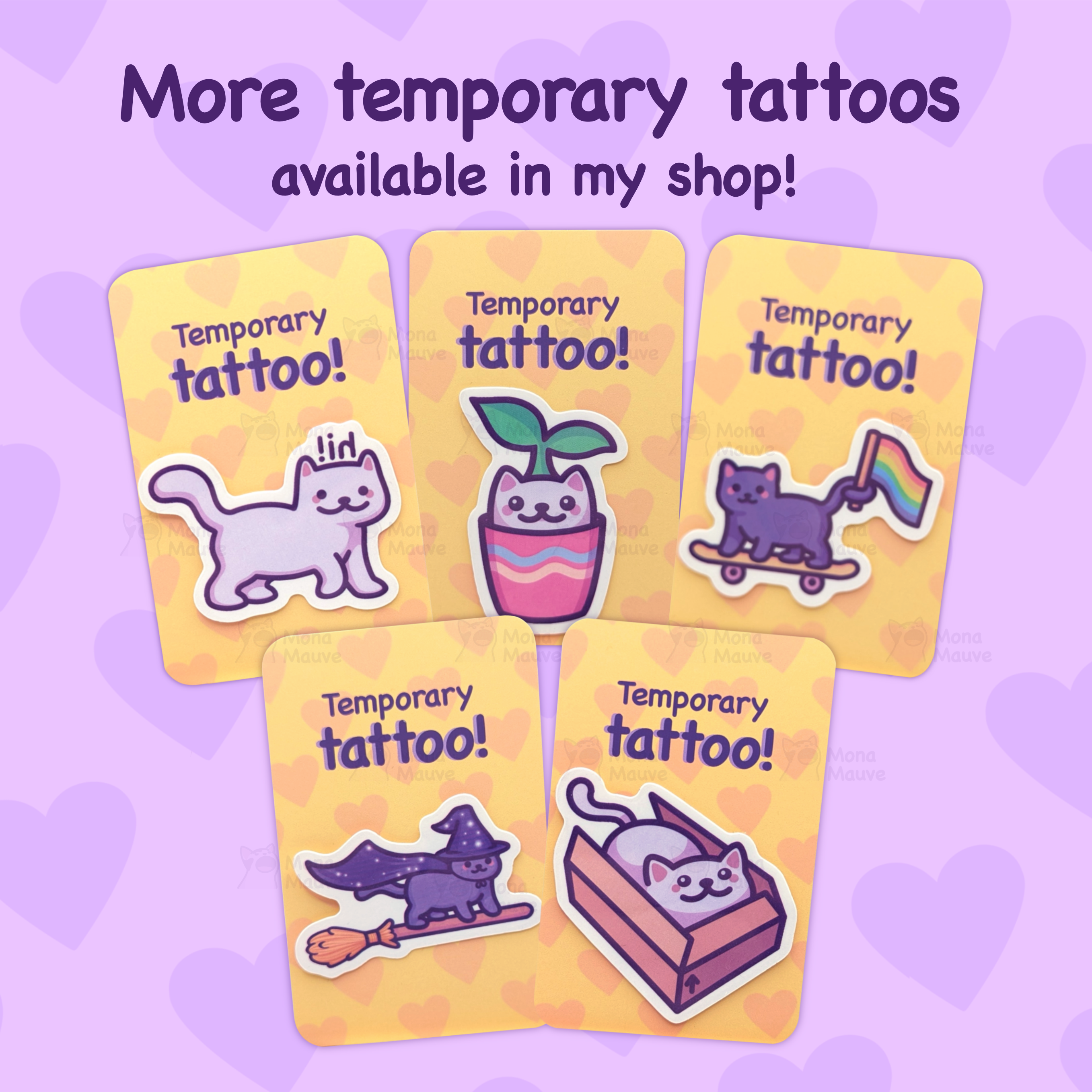 LGBTQ+ Pride Cat Temporary Tattoo: Add hang tabs