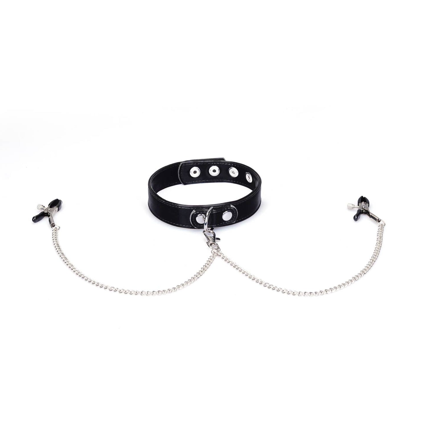 Metallic Shade Vegan Collar with Nipple Clamps