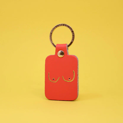 Boob Leather Key Fob: Bright Yellow