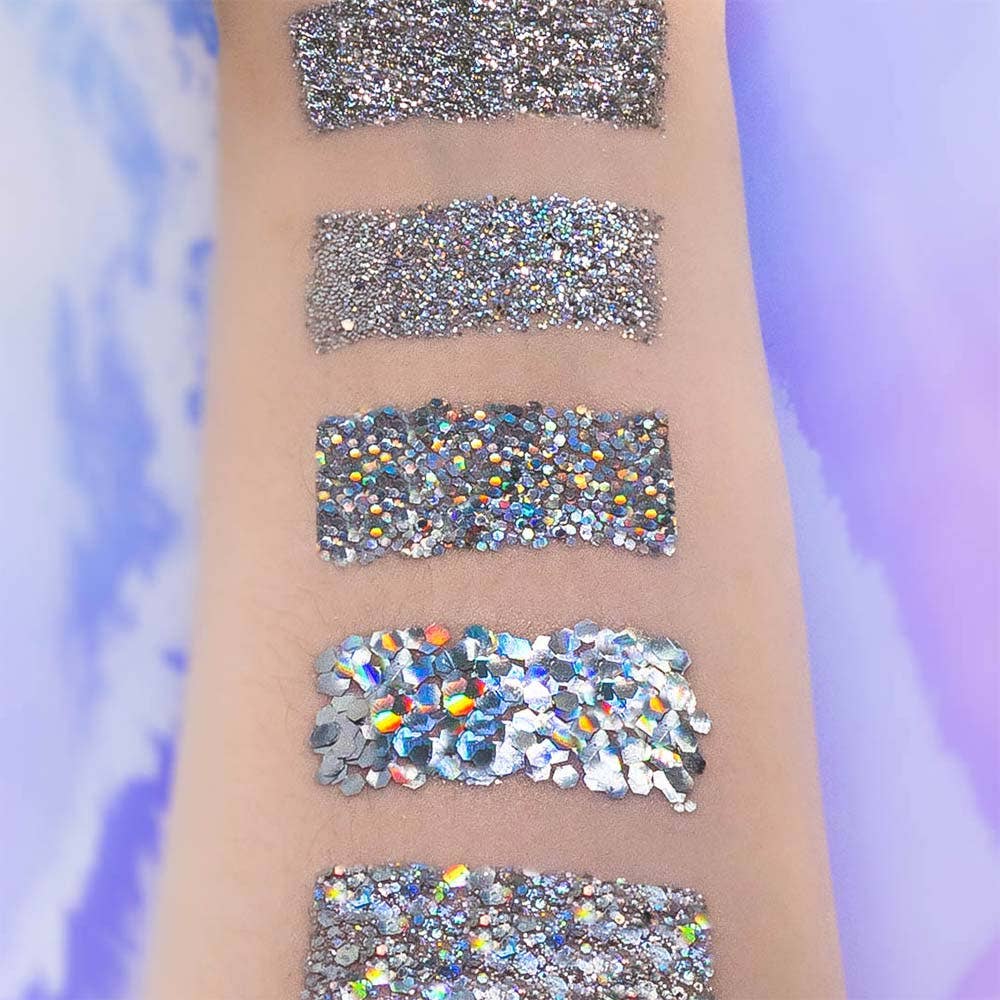 Fine silver holo glitter