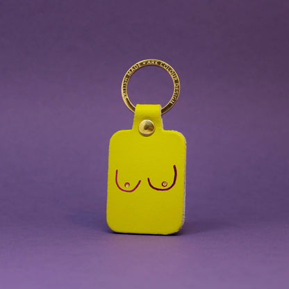 Boob Leather Key Fob: Bright Yellow