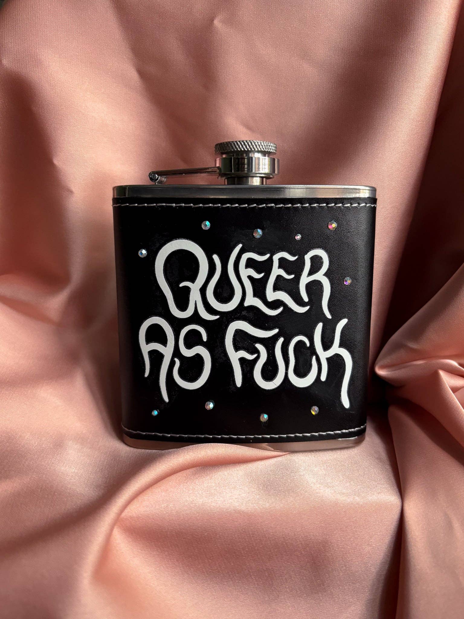 Queer as fuck hipflask: Black