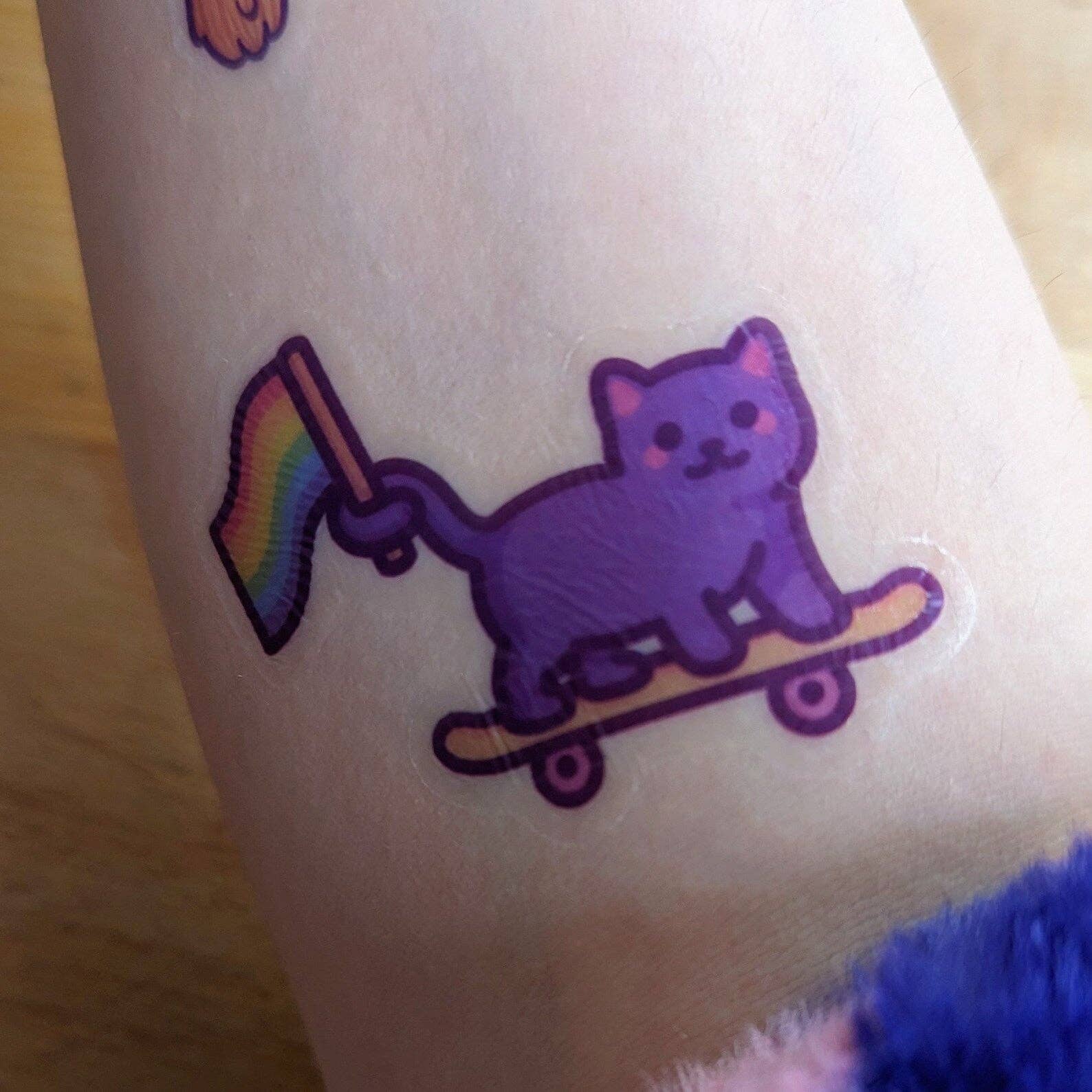 LGBTQ+ Pride Cat Temporary Tattoo: Add hang tabs