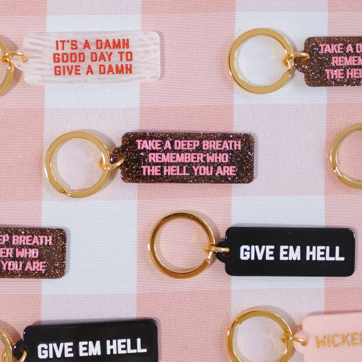Take a Deep Breath Glitter Rectangle Keychain