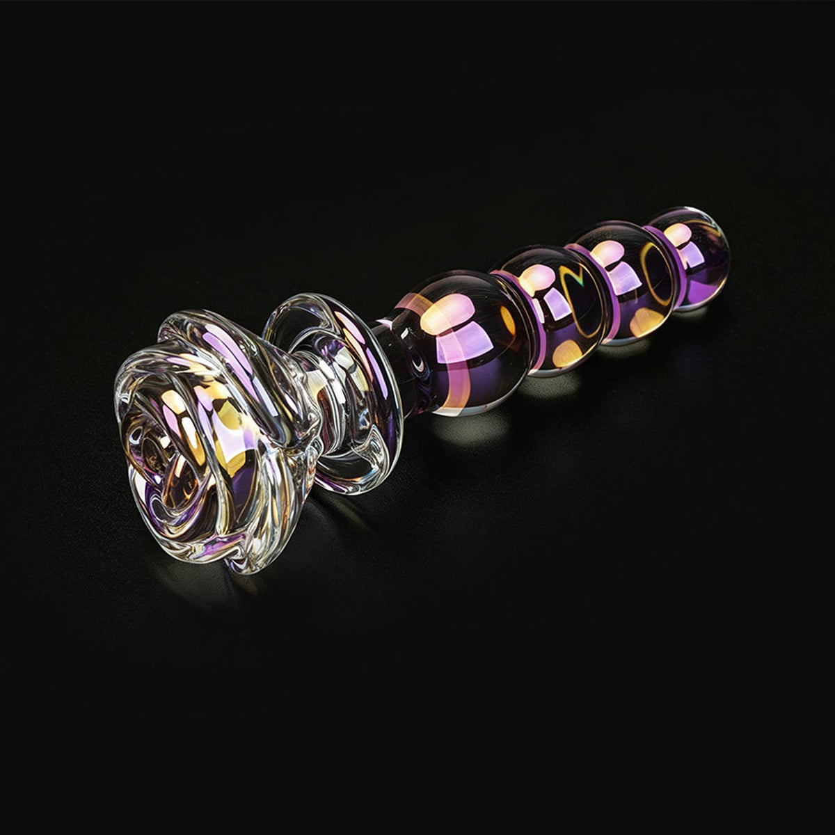 Liebe Seele Chroma Iridescent Sensual Glass Anal Butt Plug - Rose beads chroma