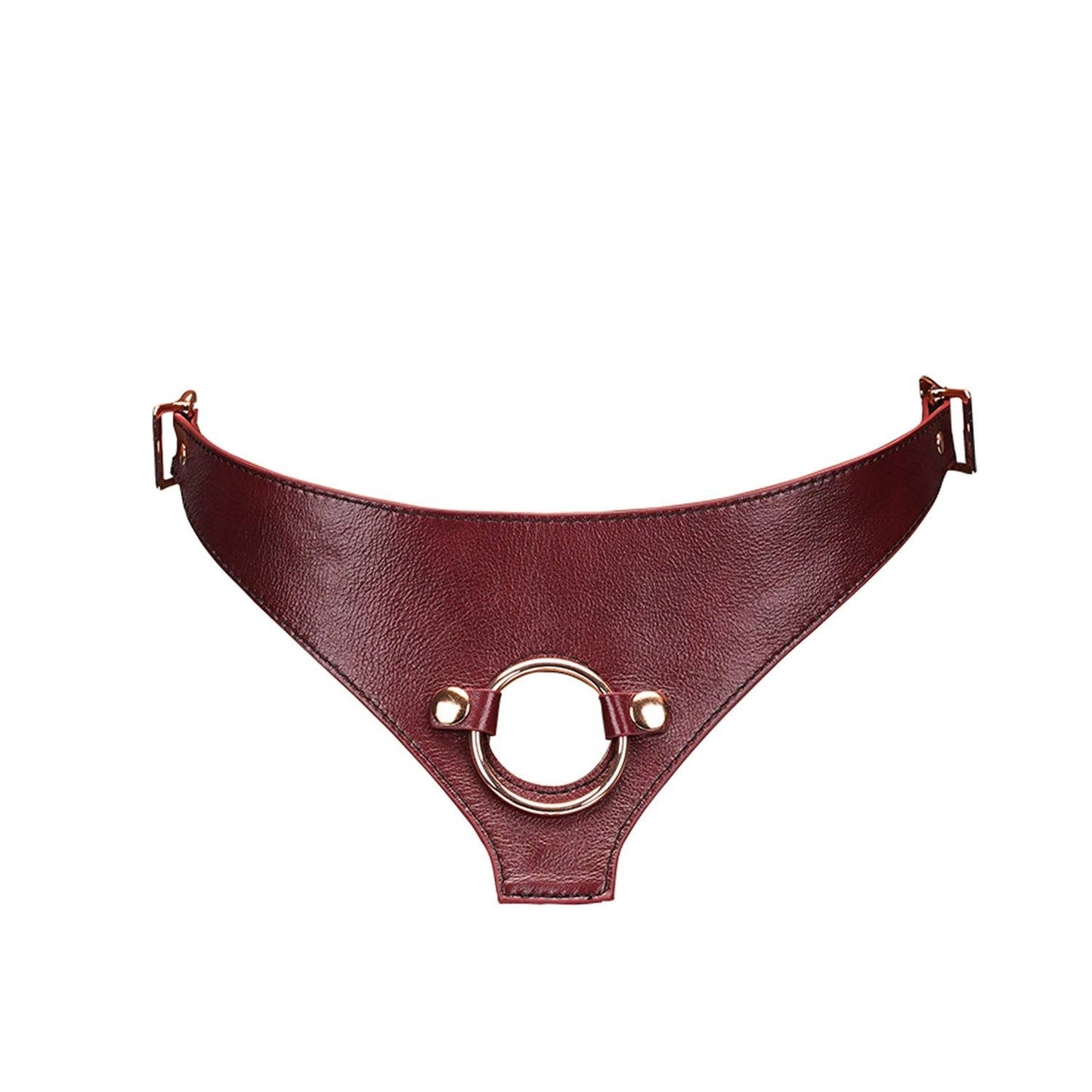 Wine Red Deluxe Leather Strap On Harness